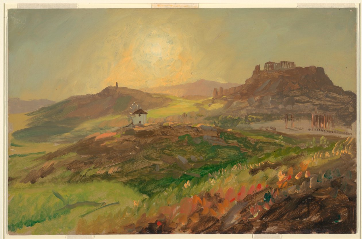 Dibujo, Vista de la Acrópolis, Atenas, abril de 1869 de Frederic Edwin Church