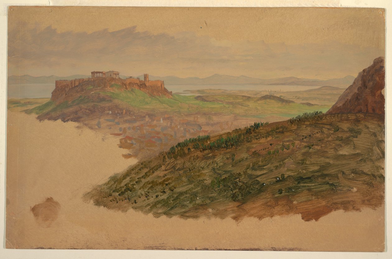 Dibujo, Vista de la Acrópolis desde el monte Licabeto, Atenas, abril de 1869 de Frederic Edwin Church