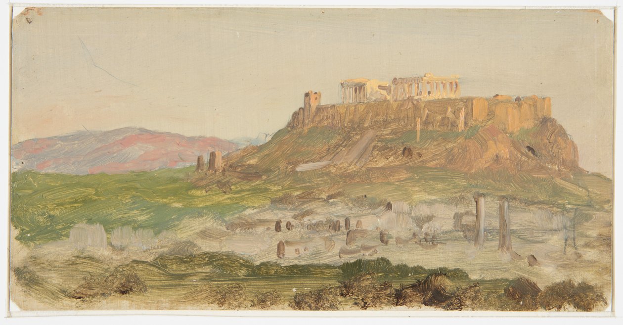 Dibujo, Vista de la Acrópolis desde el sur, Atenas, abril de 1869 de Frederic Edwin Church