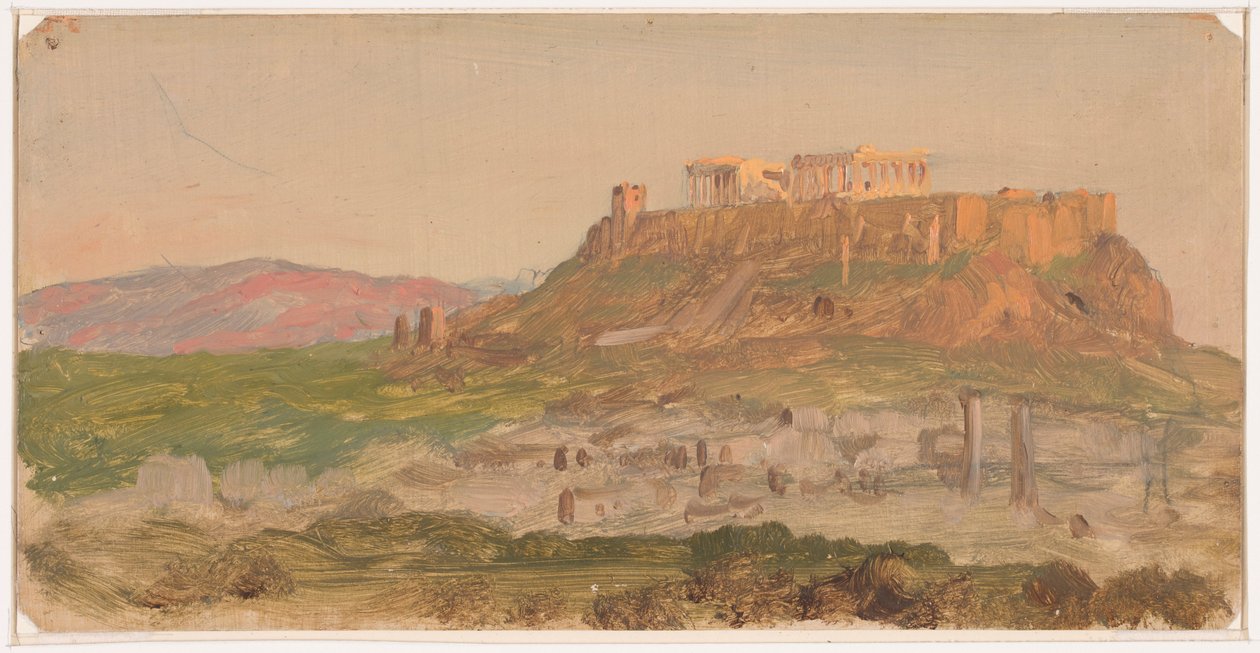 Dibujo, Vista de la Acrópolis desde el sur, Atenas, abril de 1869 de Frederic Edwin Church