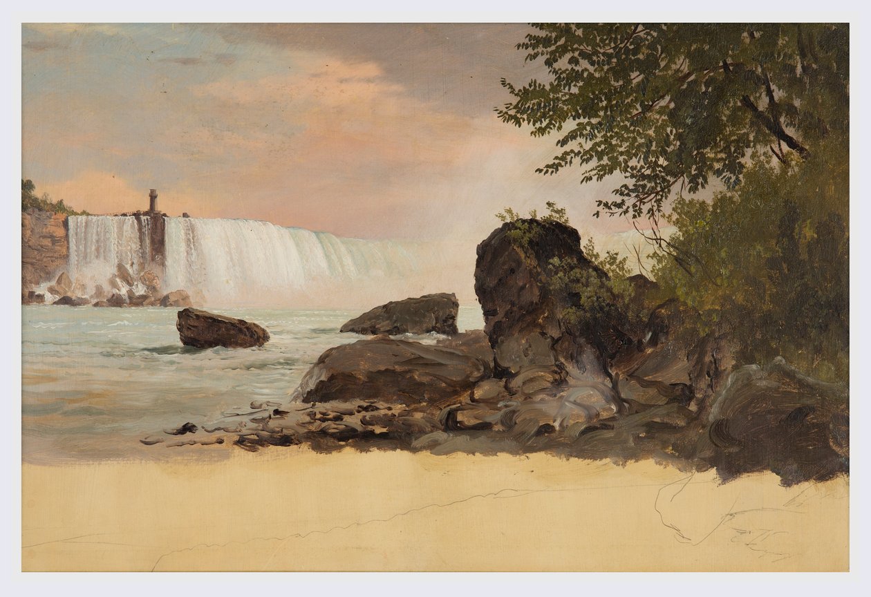 Dibujo, Vista de las cataratas canadienses y de la isla Goat, septiembre u octubre de 1856 de Frederic Edwin Church