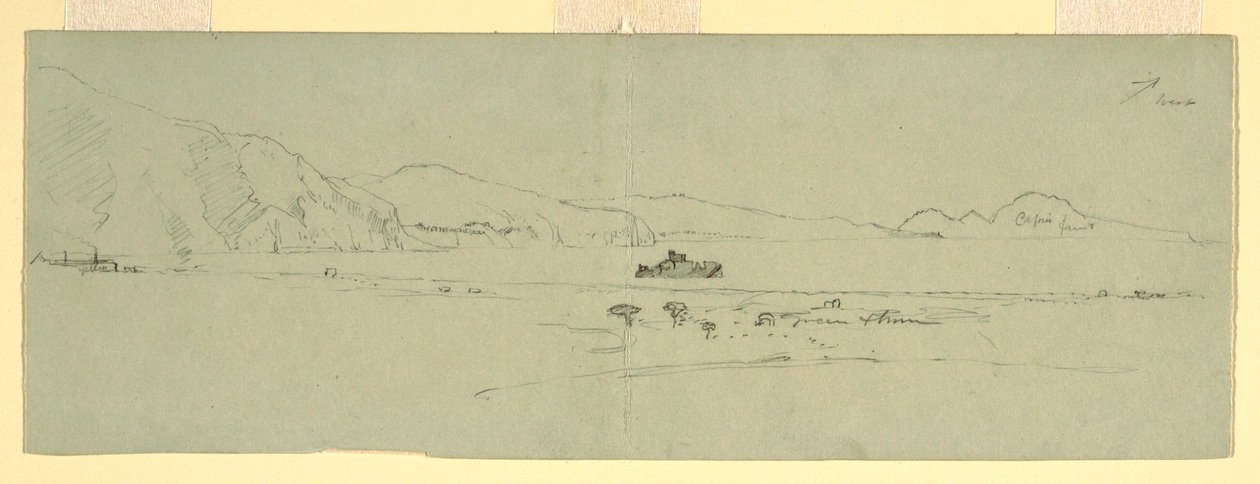 Dibujo, Vista de la península sorrentina de Capri, Italia, desde el noreste, 1869 de Frederic Edwin Church
