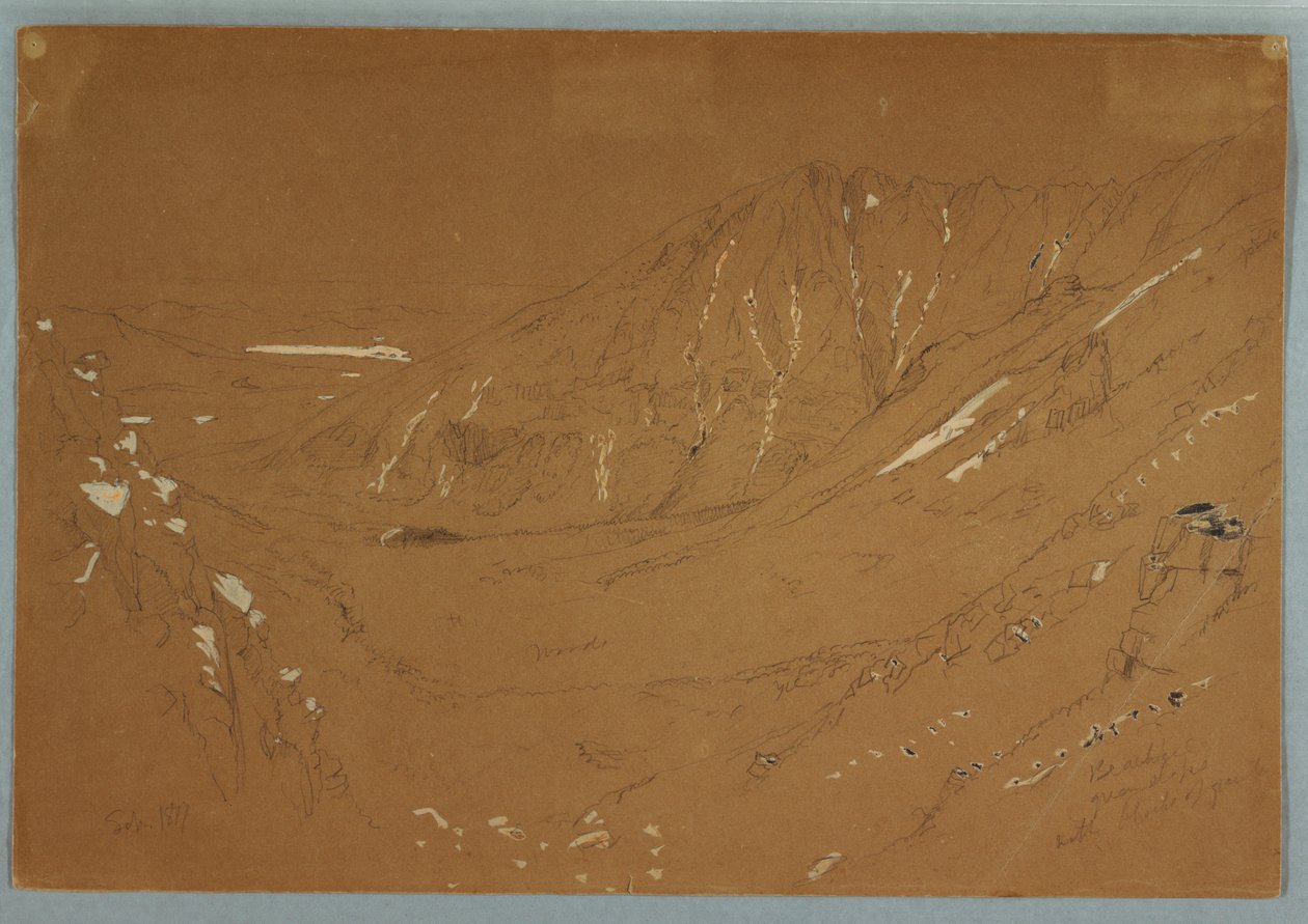 Dibujo, Vista hacia la Gran Cuenca, Monte Katahdin, septiembre de 1877 de Frederic Edwin Church