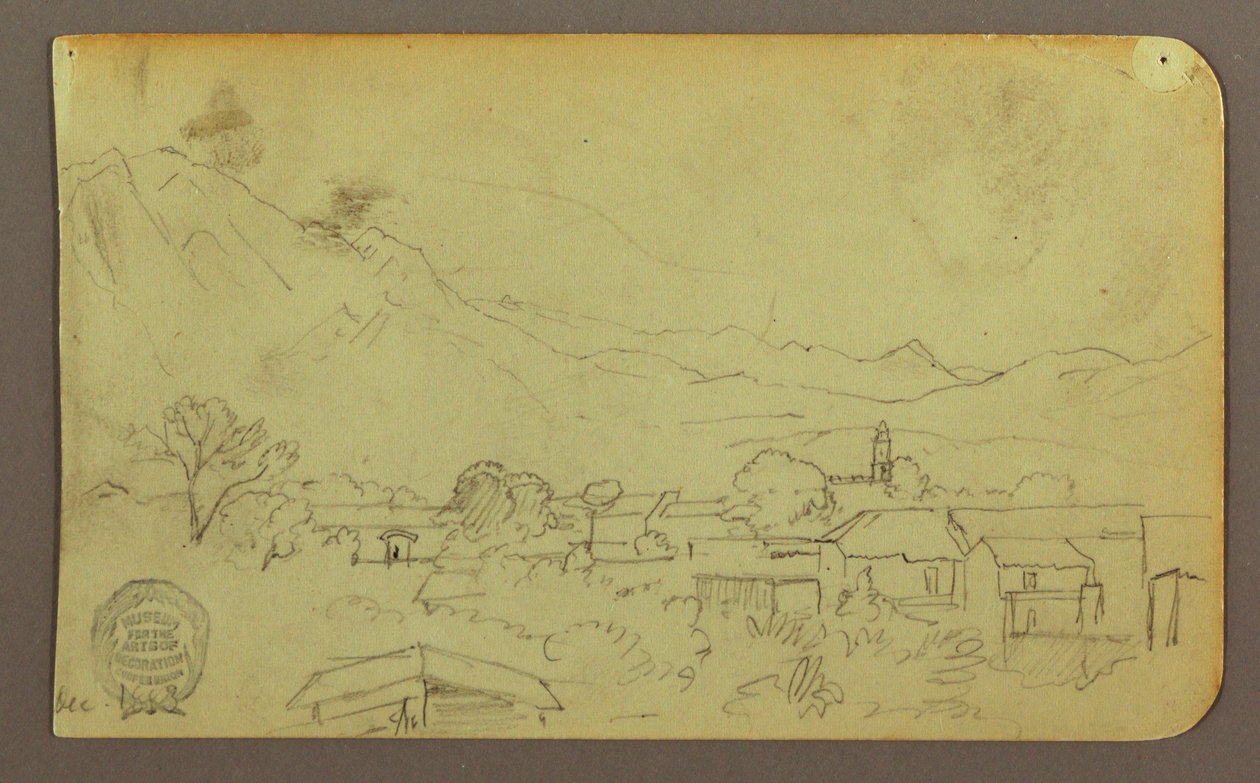 Dibujo, Pueblo; Verso:Colina, diciembre de 1883 de Frederic Edwin Church