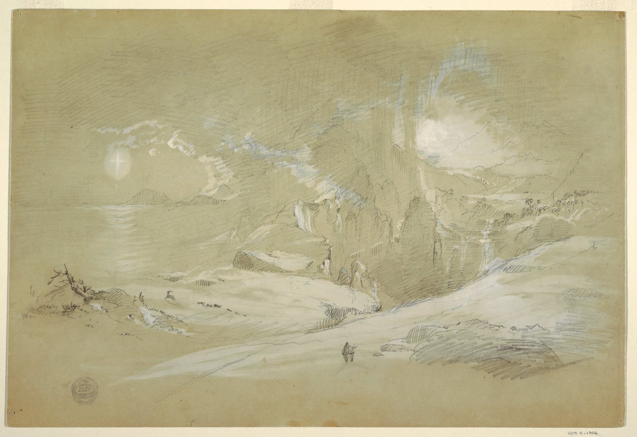 Dibujo, Visión de la Cruz, Paisaje con un fenómeno, septiembre de 1868 de Frederic Edwin Church