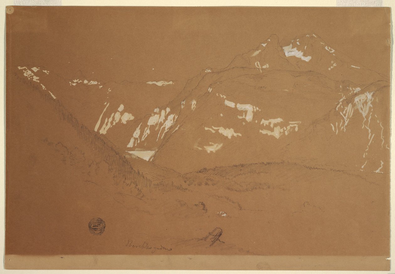 Dibujo, Watxmann, el Königssee y Schoenfeld Spitze..., junio-julio de 1868 de Frederic Edwin Church