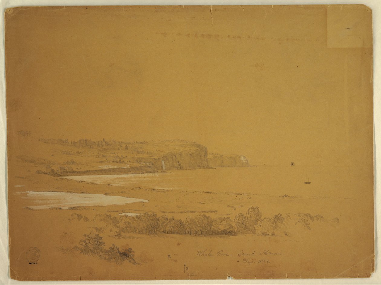 Dibujo, Whale Cove, Isla de Grand Manan, Canadá, septiembre de 1851 de Frederic Edwin Church