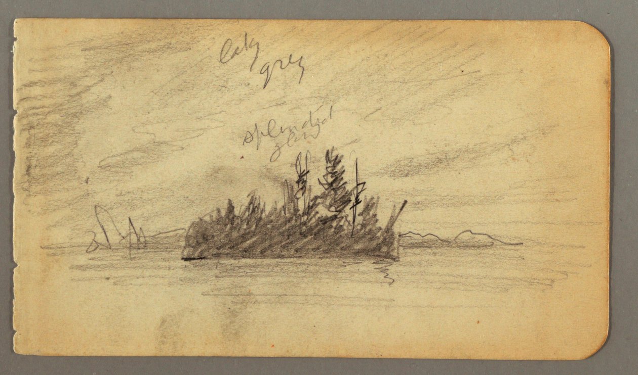 Dibujo, Isla arbolada, posiblemente 1878 de Frederic Edwin Church