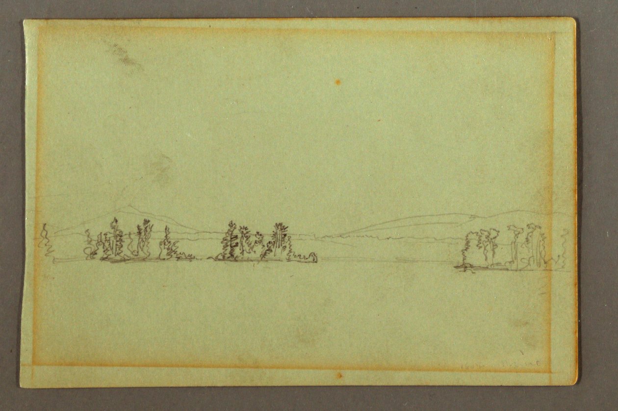 Dibujo, Islas arboladas, costa montañosa, posiblemente 1856 de Frederic Edwin Church