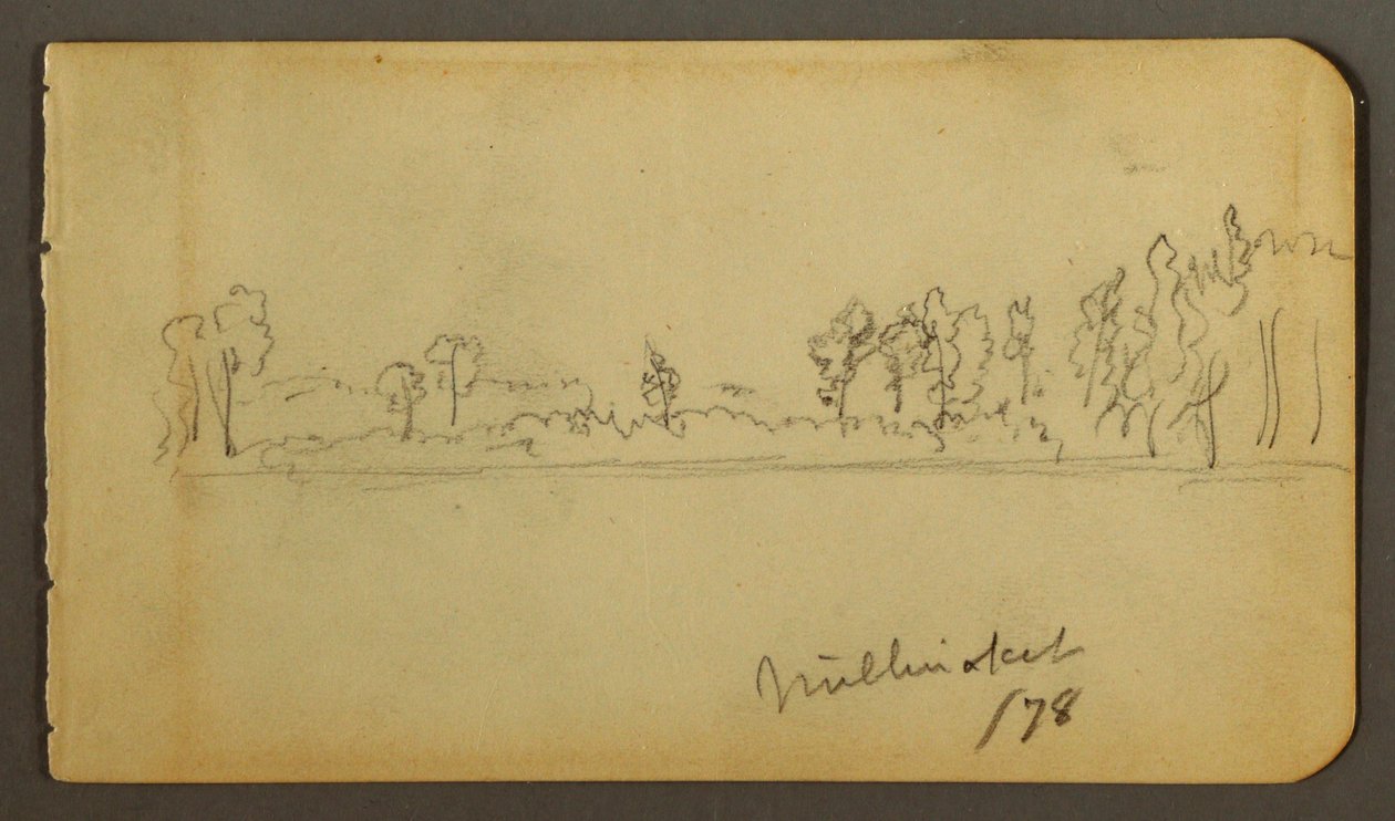 Dibujo, Orilla arbolada, 1878 de Frederic Edwin Church