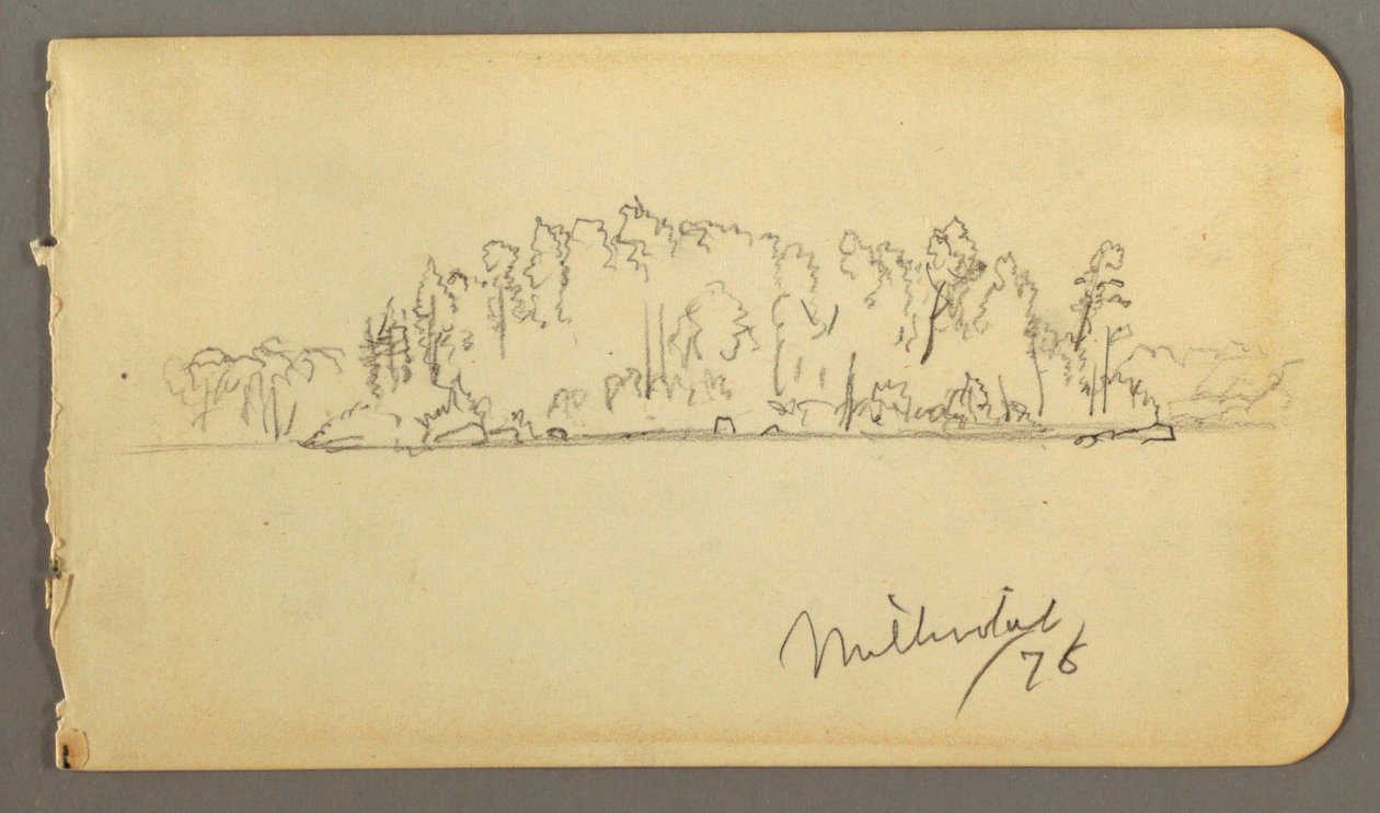 Dibujo, Orilla arbolada, 1878 de Frederic Edwin Church