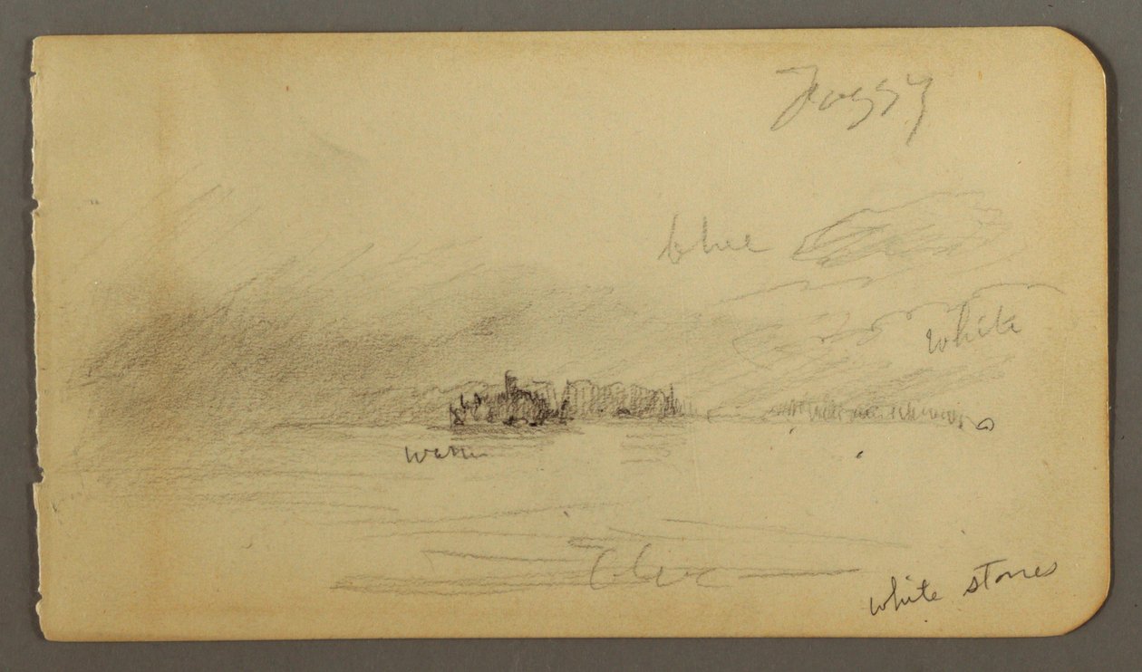 Dibujo, Orilla arbolada con niebla, posiblemente 1878 de Frederic Edwin Church