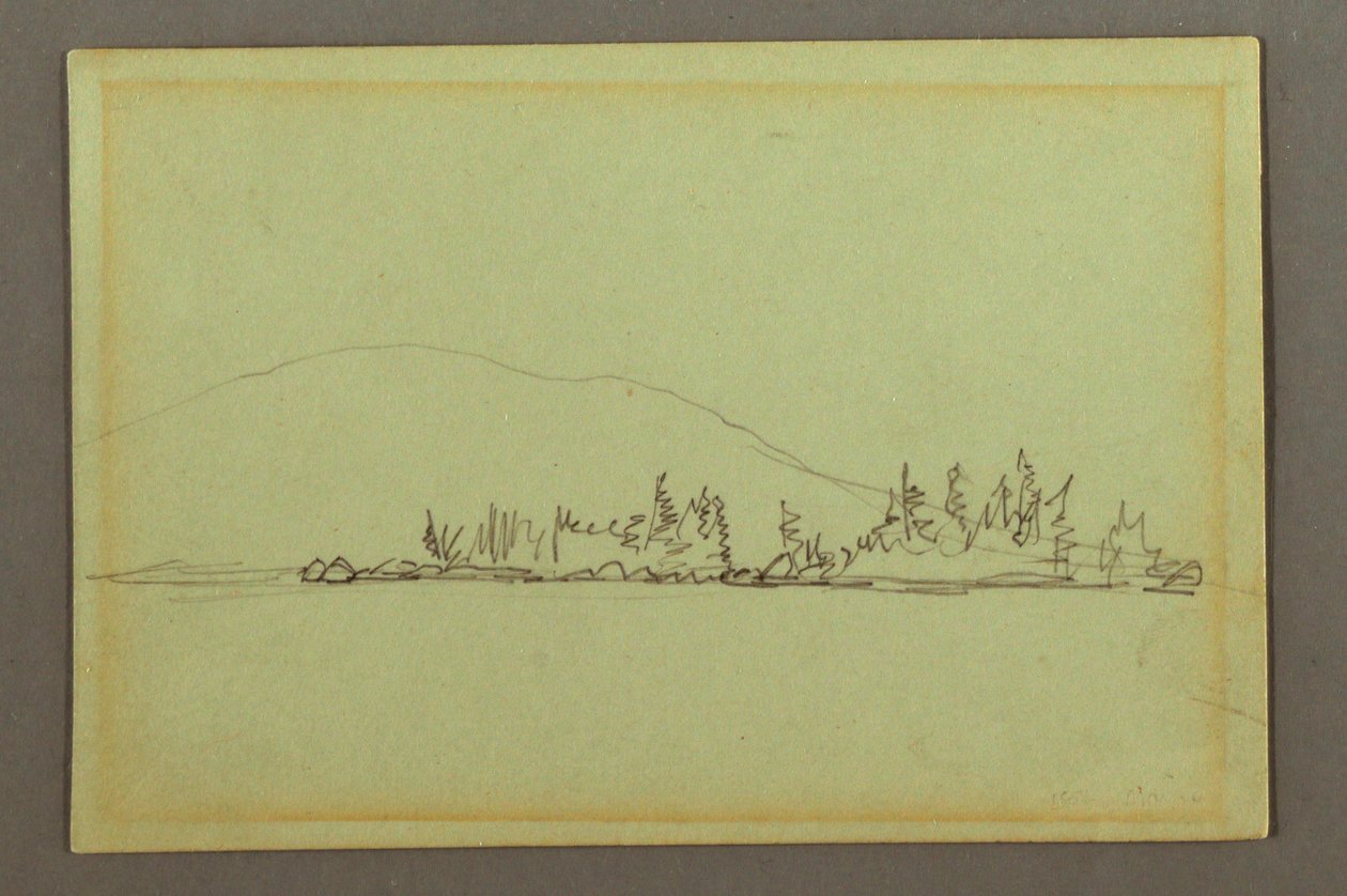 Dibujo, Orilla arbolada, montaña, posiblemente 1856 de Frederic Edwin Church