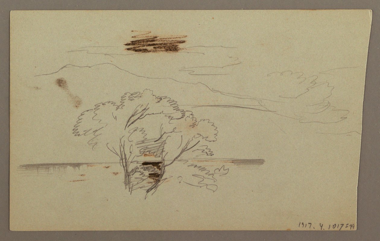 Dibujo, Ladera boscosa, Colina, 1863 de Frederic Edwin Church