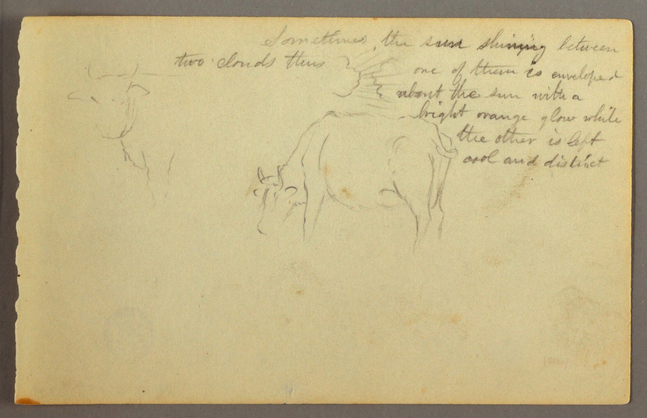 Dibujo, rayos entre nubes, toros, posiblemente 1877 de Frederic Edwin Church