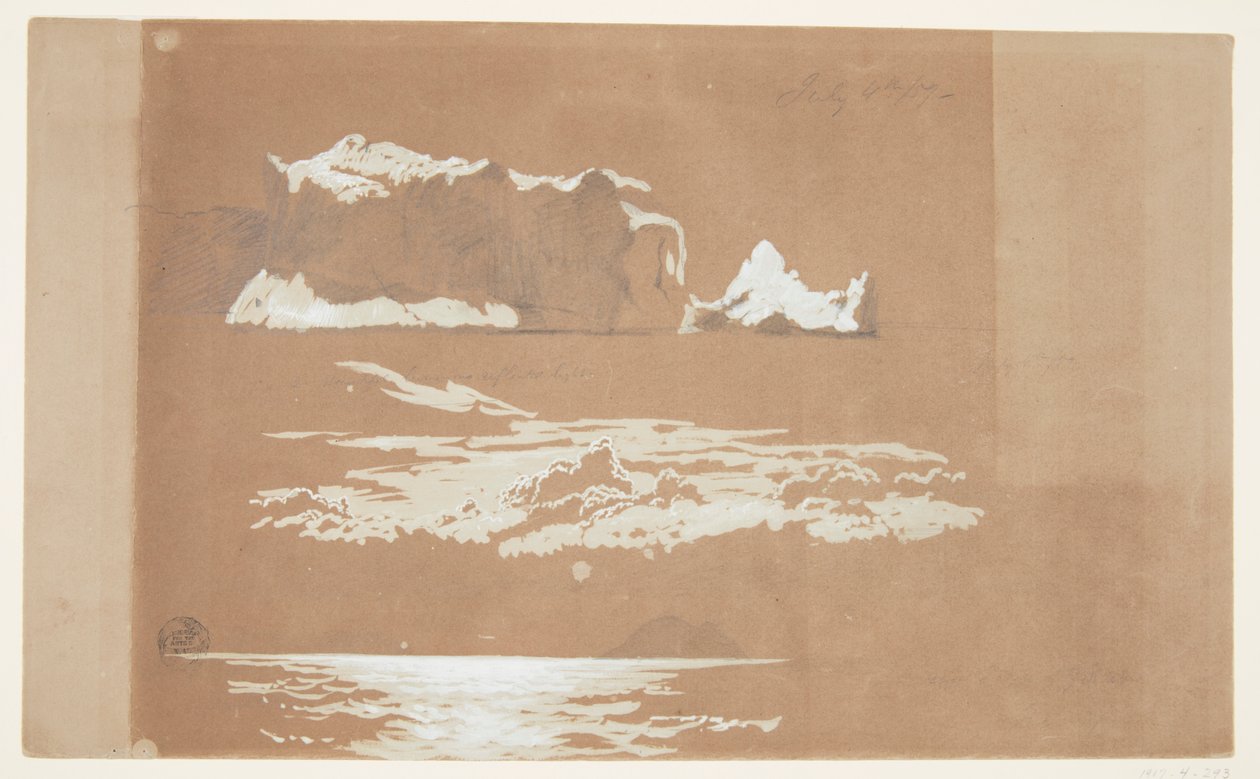 Icebergs cerca del cabo San Juan y la isla de las Gaviotas, Terranova de Frederic Edwin Church