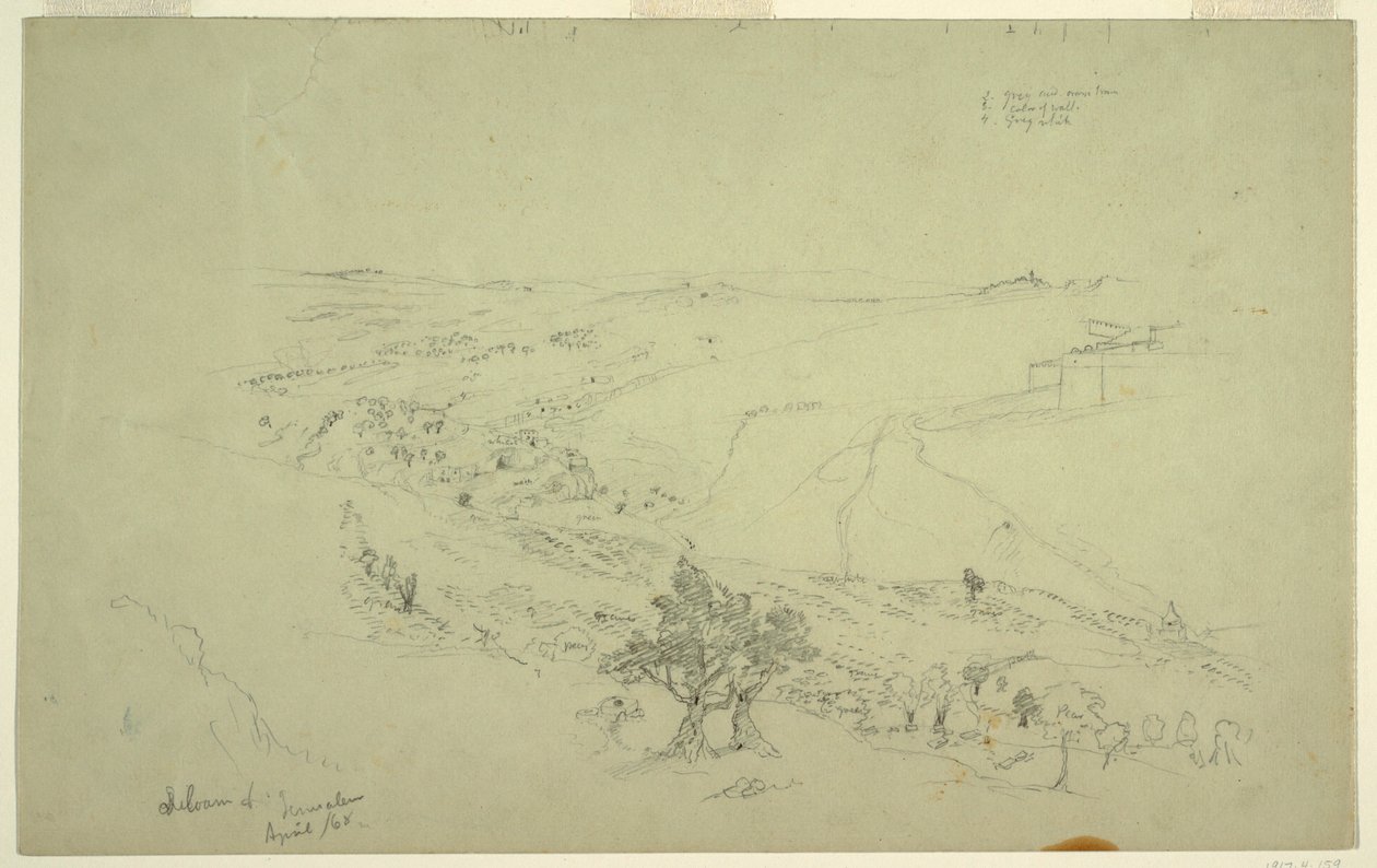 Siloé y Jerusalén, esquina sureste de las murallas vistas desde el Monte de los Olivos [Jerusalén y Silwan, Jerusalén Este, Israel] de Frederic Edwin Church