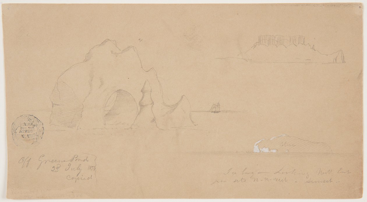 Bocetos de icebergs, frente a Greenspond, Terranova de Frederic Edwin Church