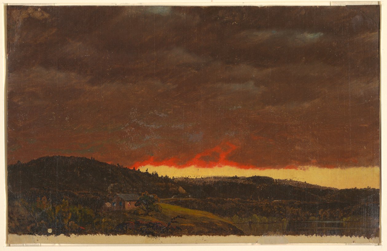 Atardecer, Valle del Hudson de Frederic Edwin Church