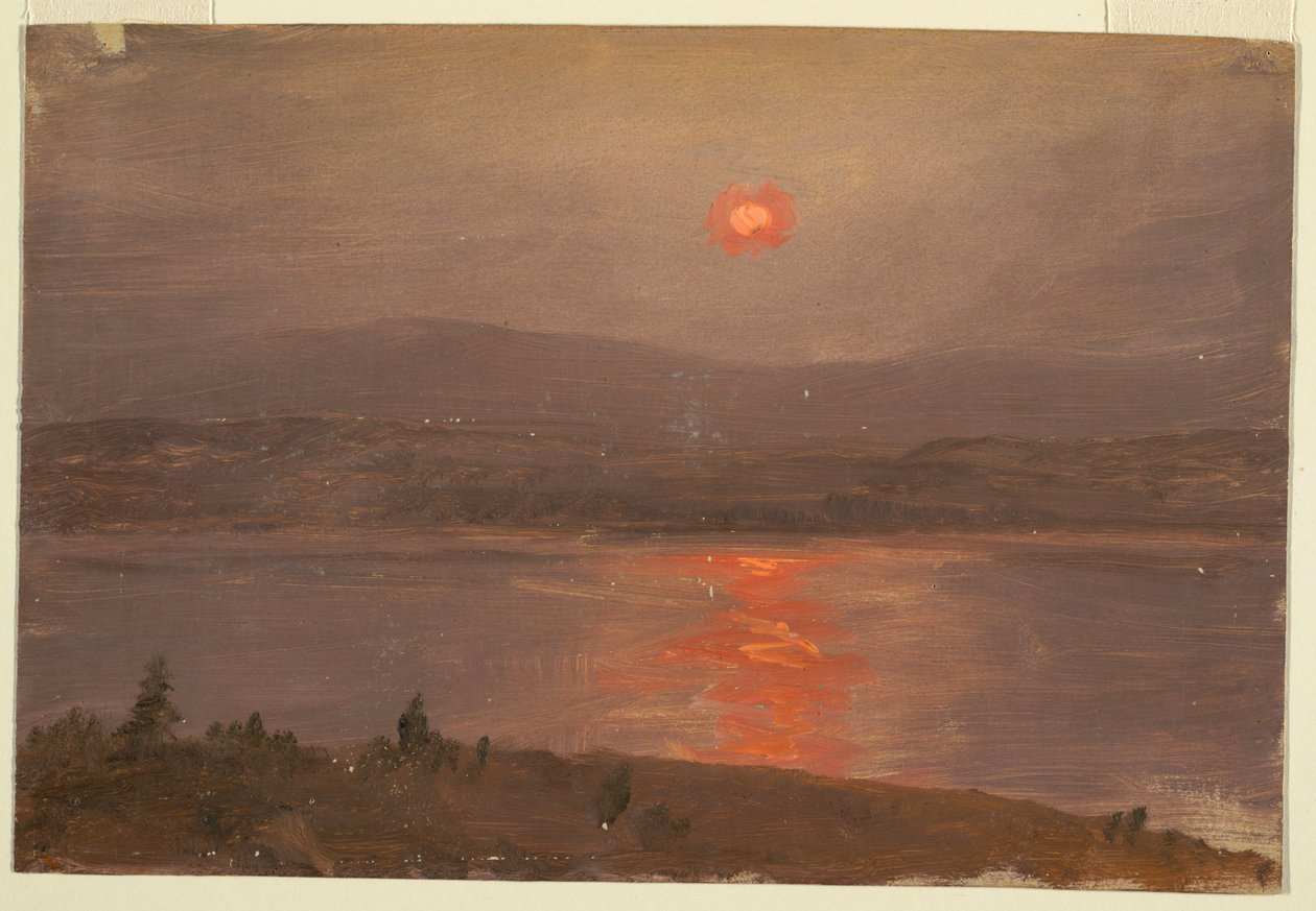 Vista a través del Hudson al atardecer de Frederic Edwin Church