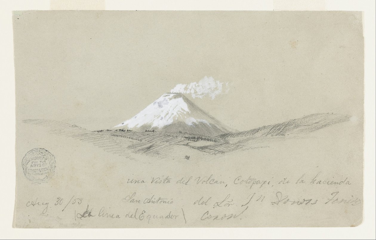 Vista del Cotapaxi desde la Hacienda San Antonio, Ecuador de Frederic Edwin Church
