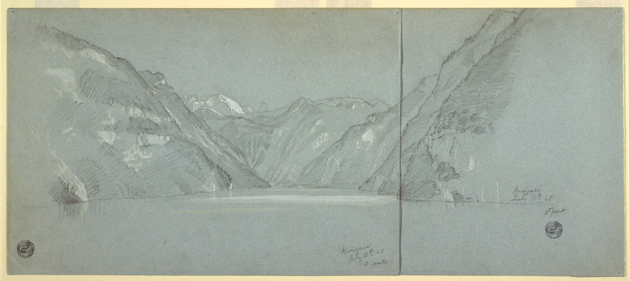 Vista del lago Königssee con el Falkenstein, cerca de Berchtesgaden, Baviera, Alemania, Parte 2 de Frederic Edwin Church