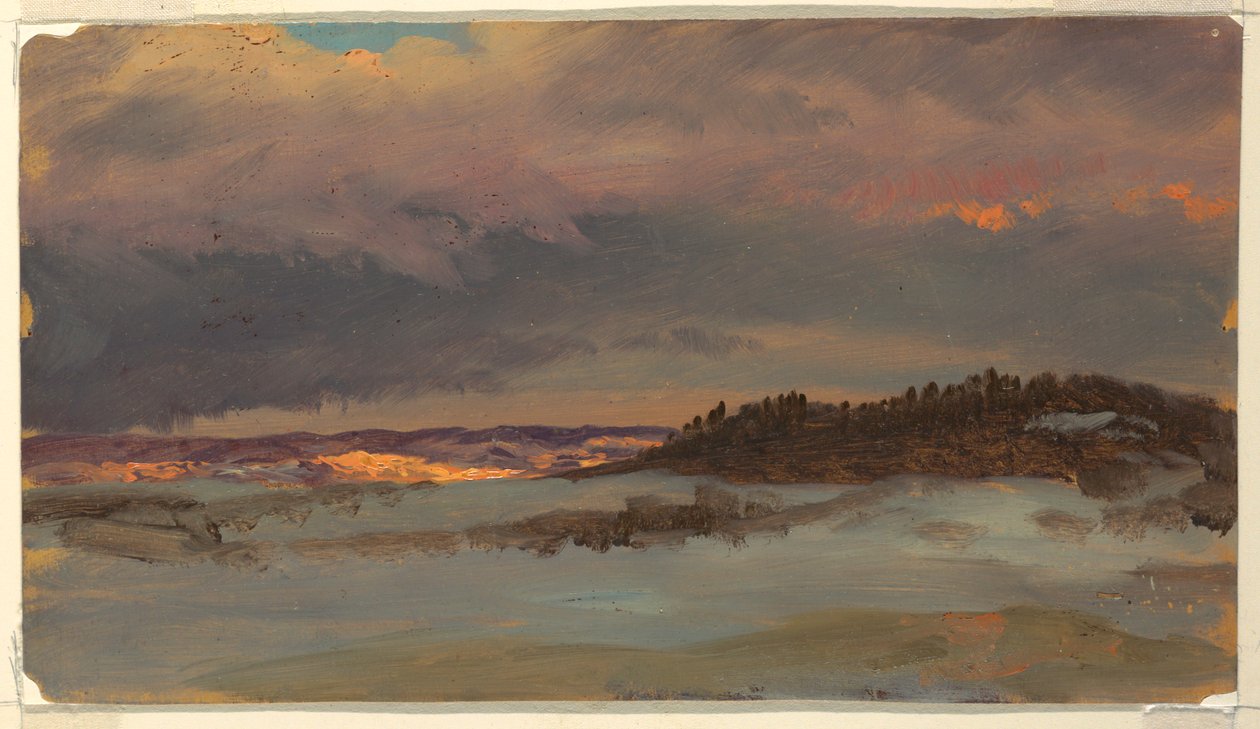 Paisaje Invernal con Colina Azul al Atardecer, Hudson, Nueva York de Frederic Edwin Church