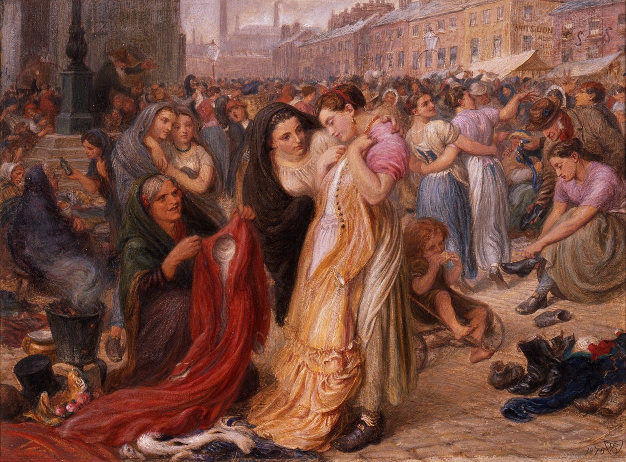 Factory Girls en la Feria de Ropa Vieja, Knott Mill de Frederic James Shields