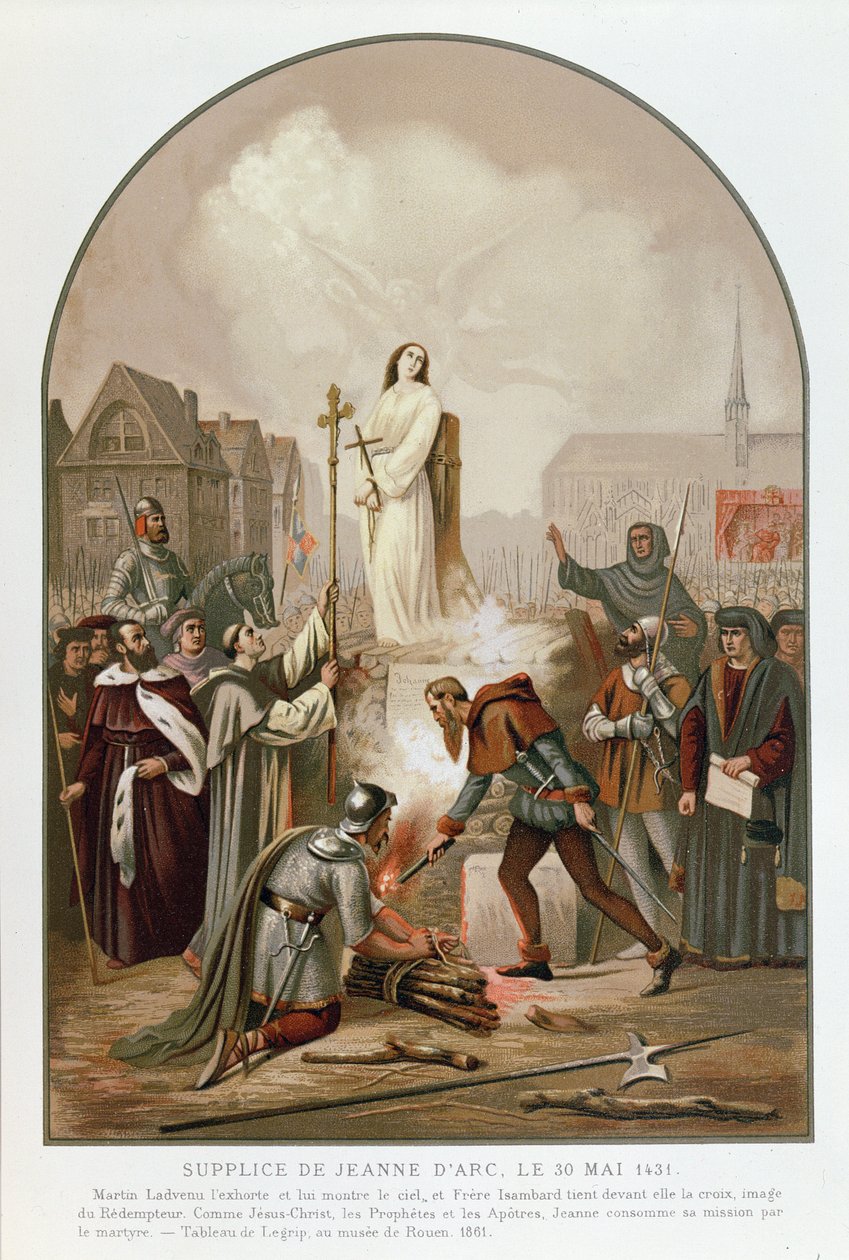 Juana de Arco en la hoguera, 30 de mayo de 1431, 1861 de Frederic Legrip