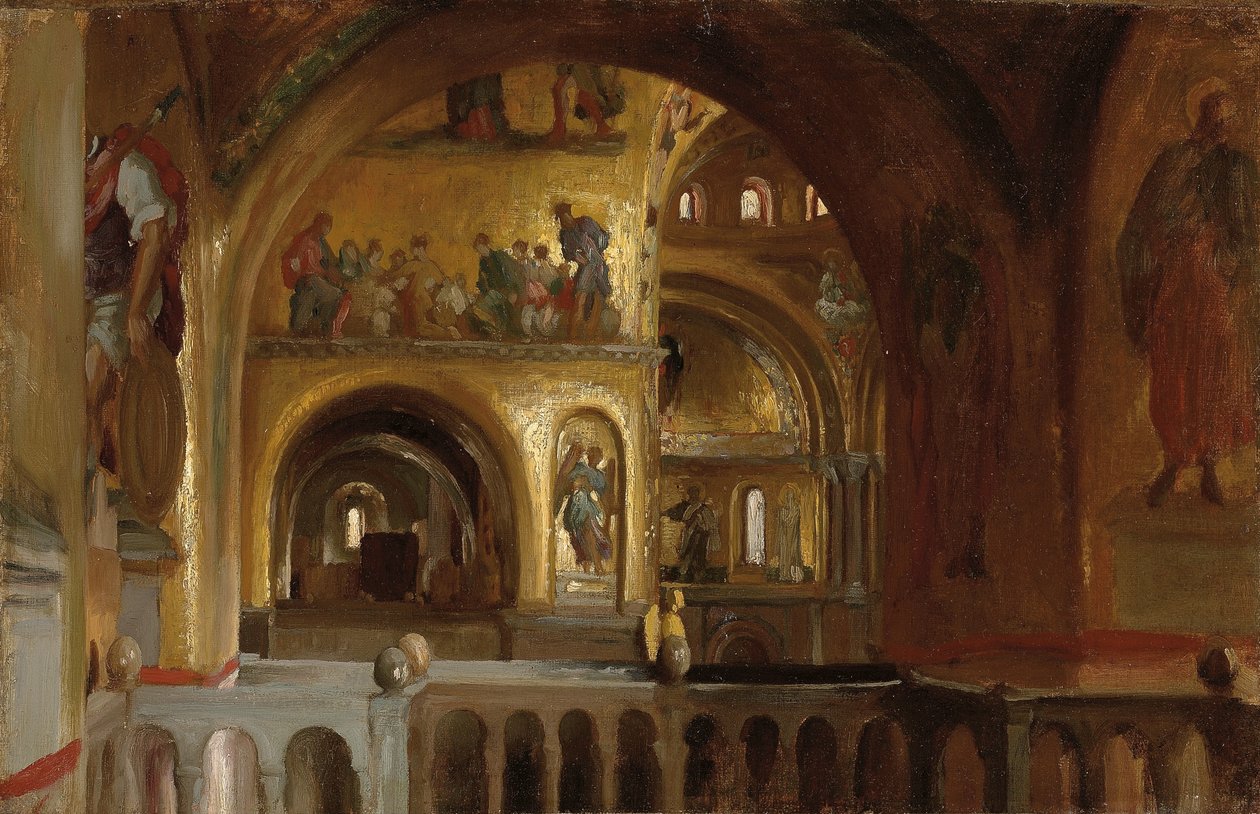 El Interior de la Basílica de San Marcos, Venecia de Frederic Leighton