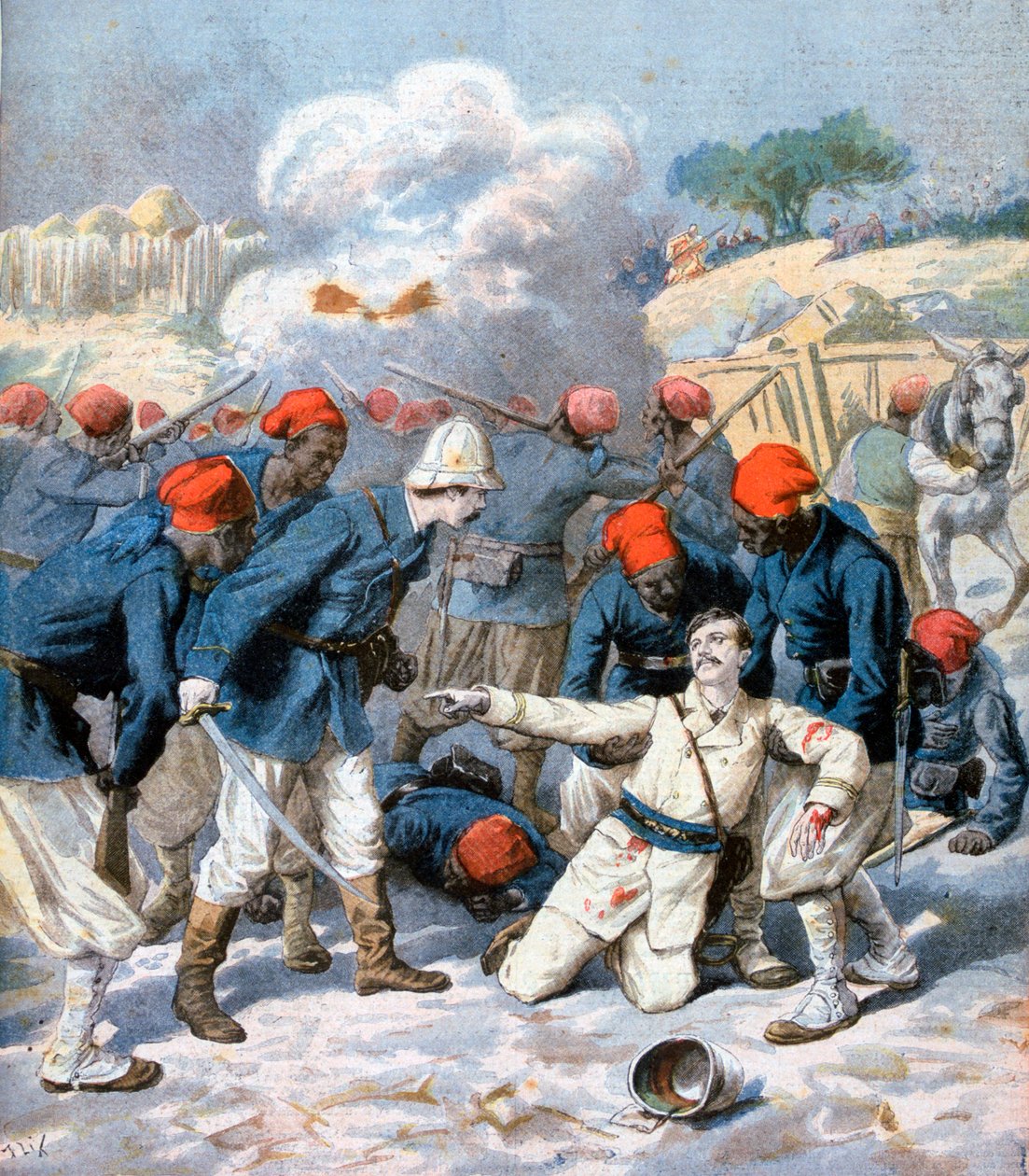 Muerte del Teniente Lecerf, Batalla de Napa, Nigeria, 1894 de Frederic Lix
