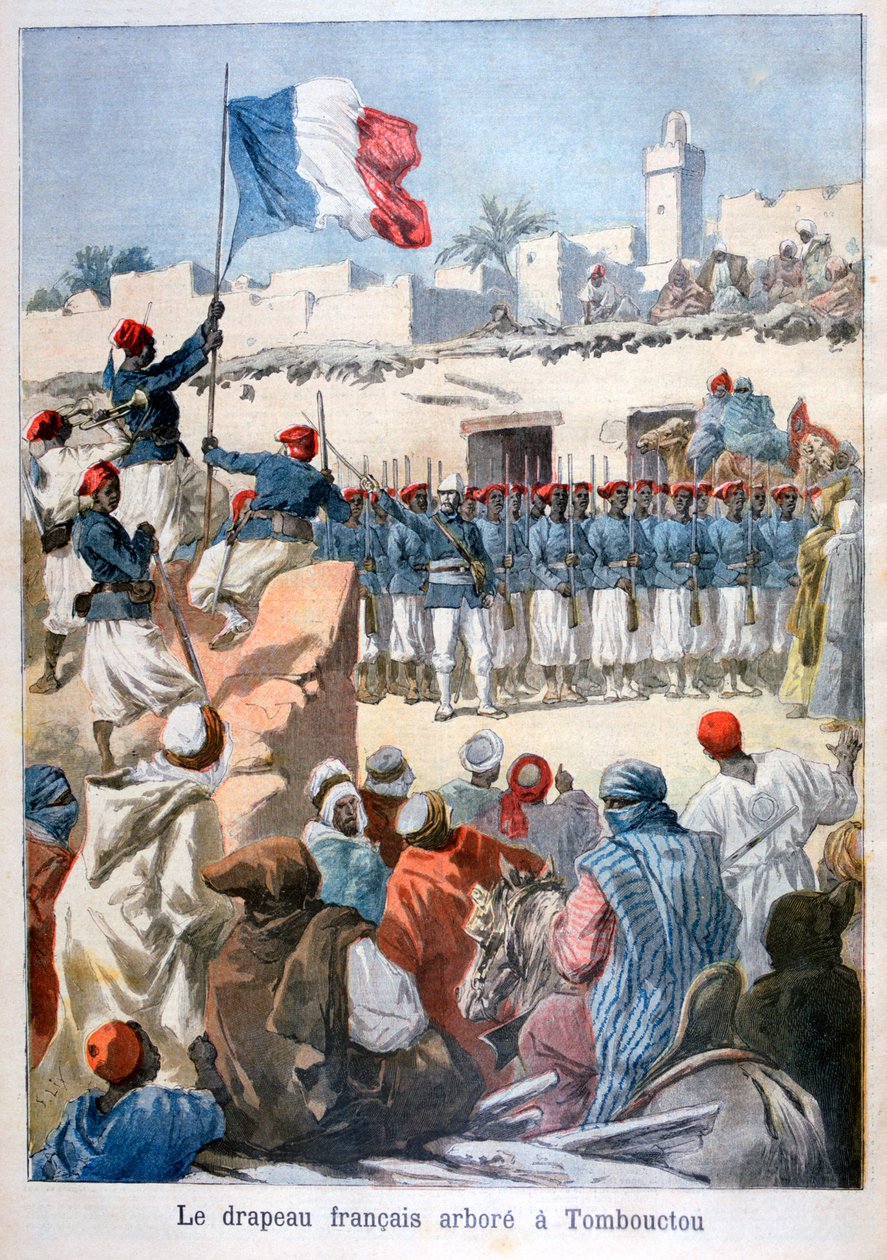El izado de la bandera francesa en Tombuctú, 1894 de Frederic Lix