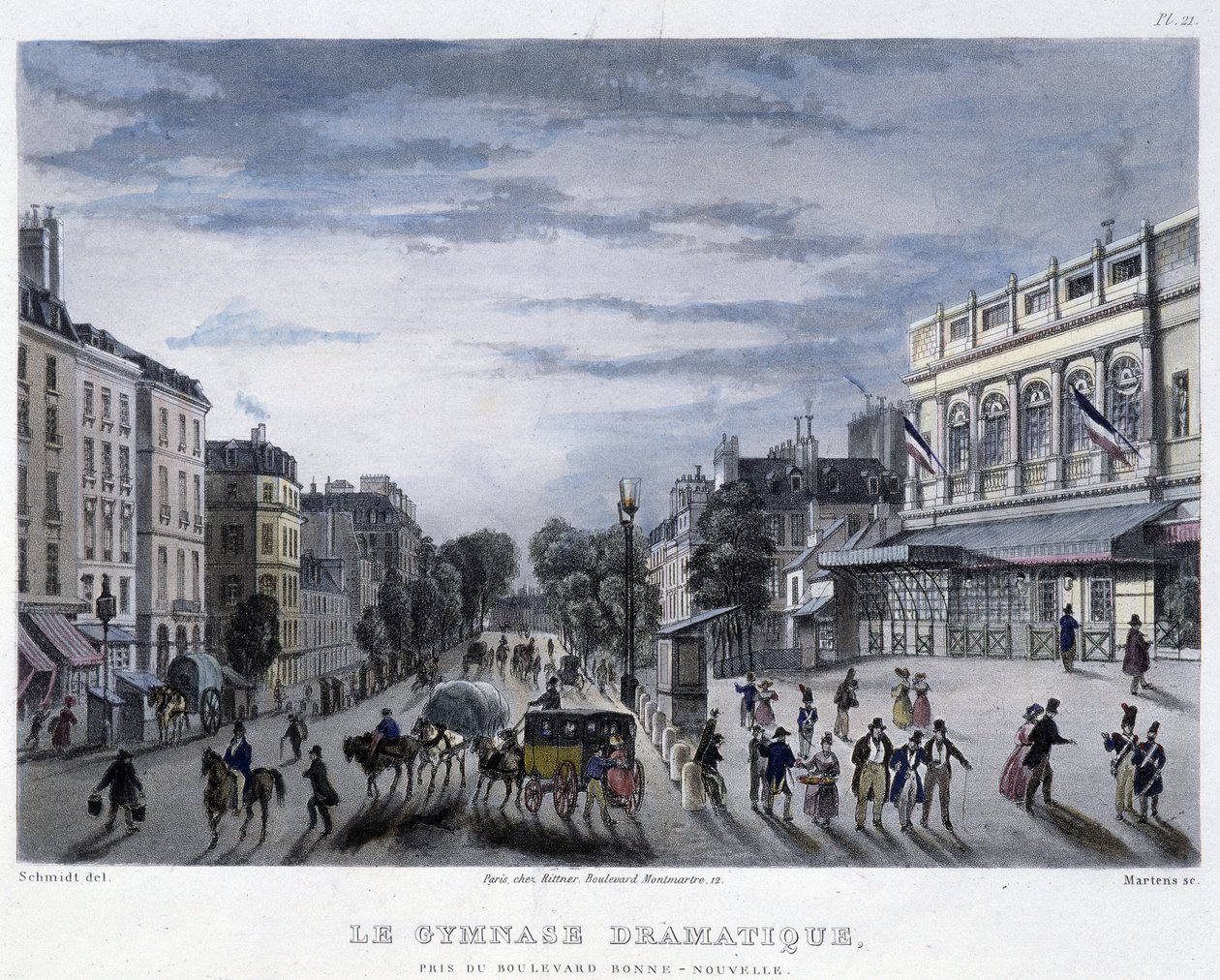 Le Gymnasium dramatique - en “París en 1832” por Martens de Frederic Martens