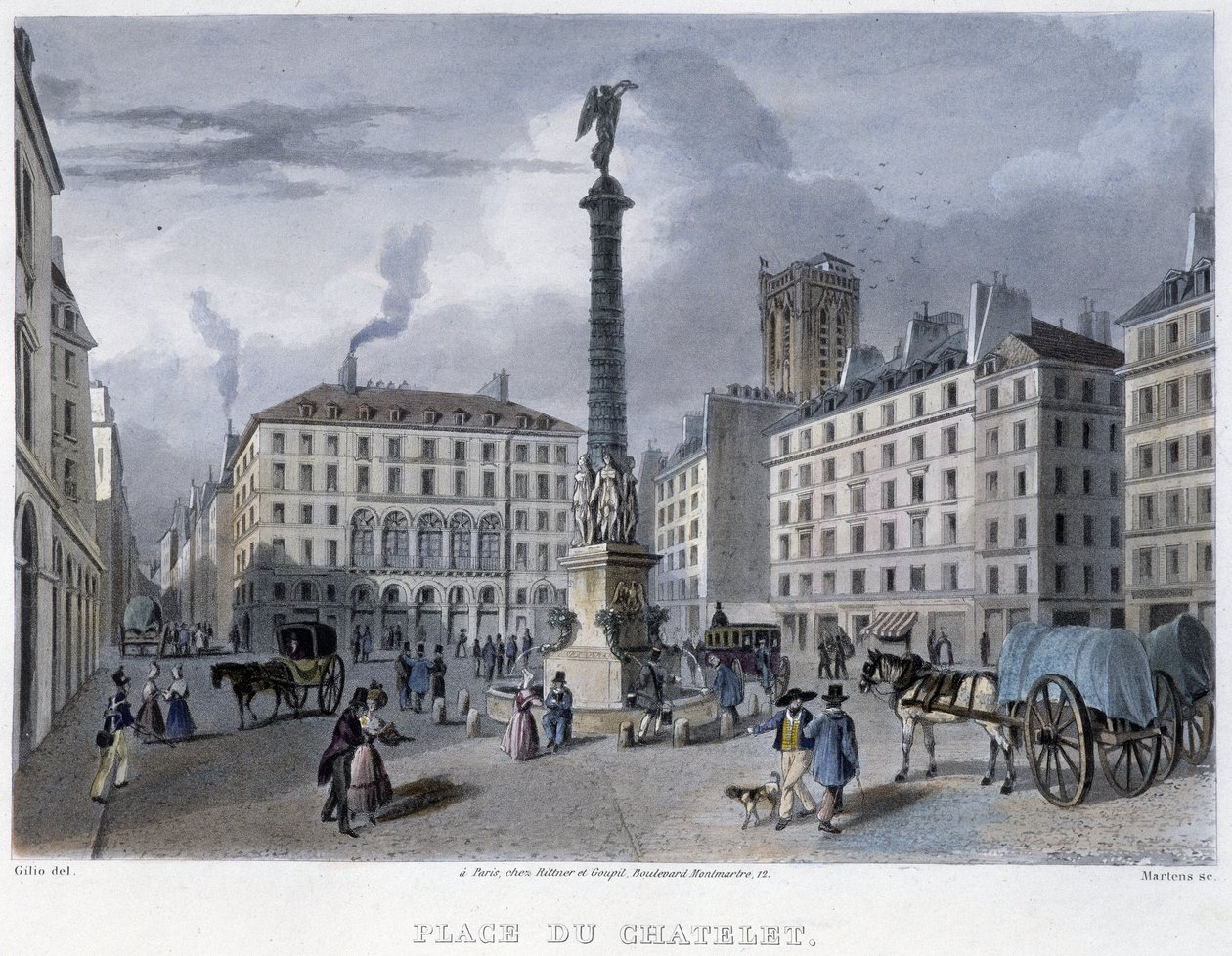Place du Chatelet - en "Paris en 1832" de Martens de Frederic Martens