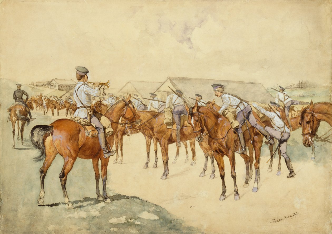 Un llamado a las armas (¡Dragones, montad!) 1892-93 de Frederic Remington