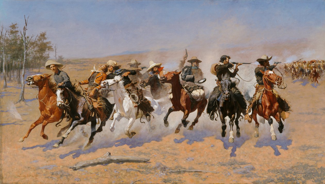Una carrera hacia la madera de Frederic Remington
