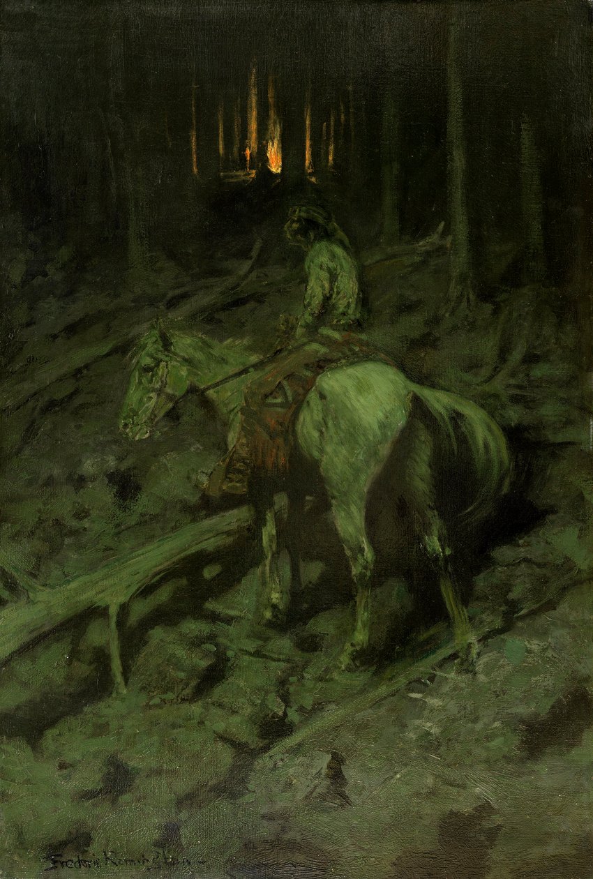 Señal de fuego apache de Frederic Remington