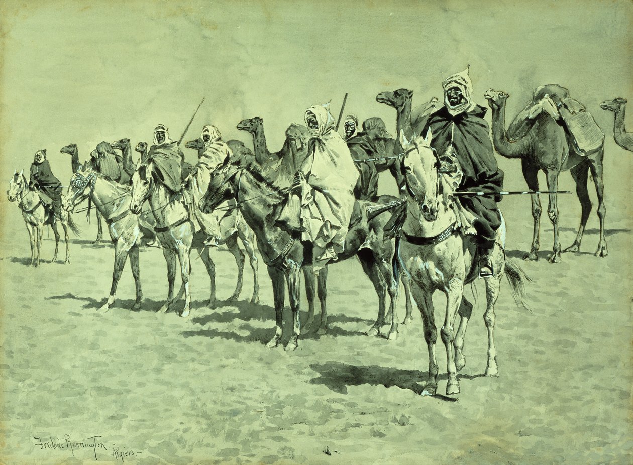 Caravana en el Sáhara (pincel, pluma y tinta) de Frederic Remington