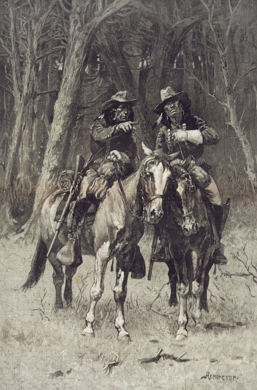 Exploradores cheyenne patrullando el Gran Bosque del Norte Canadiense, Oklahoma, 6 de abril de Frederic Remington
