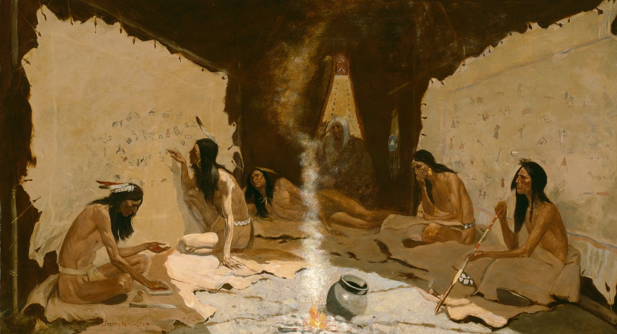 Historiadores de la tribu, 1890-99 de Frederic Remington