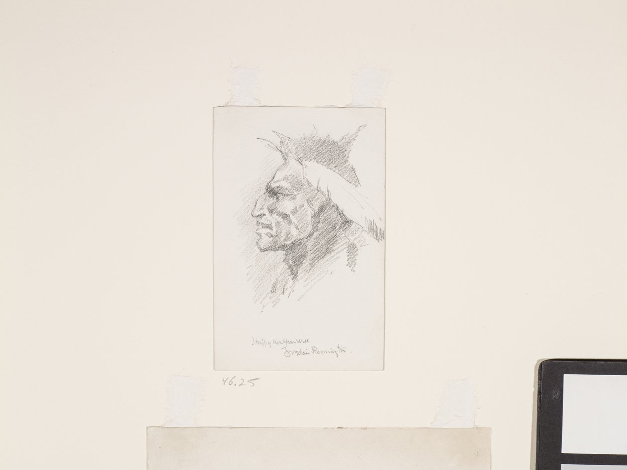 Cabeza de indio, fecha desconocida (lápiz sobre papel blanco) de Frederic Remington