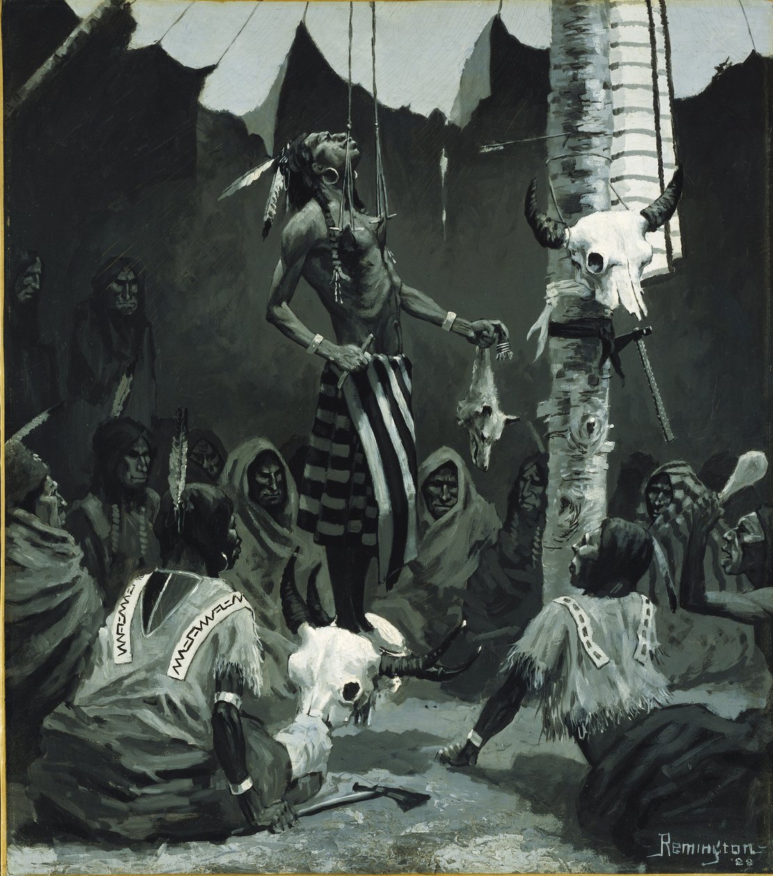 Ceremonia de Iniciación Mandan de Frederic Remington