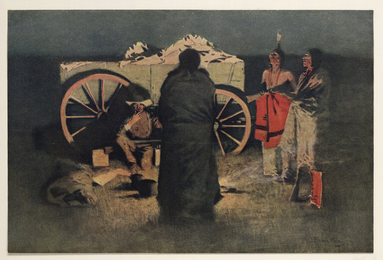 Campamento Nocturno, pub. 1905 de Frederic Remington