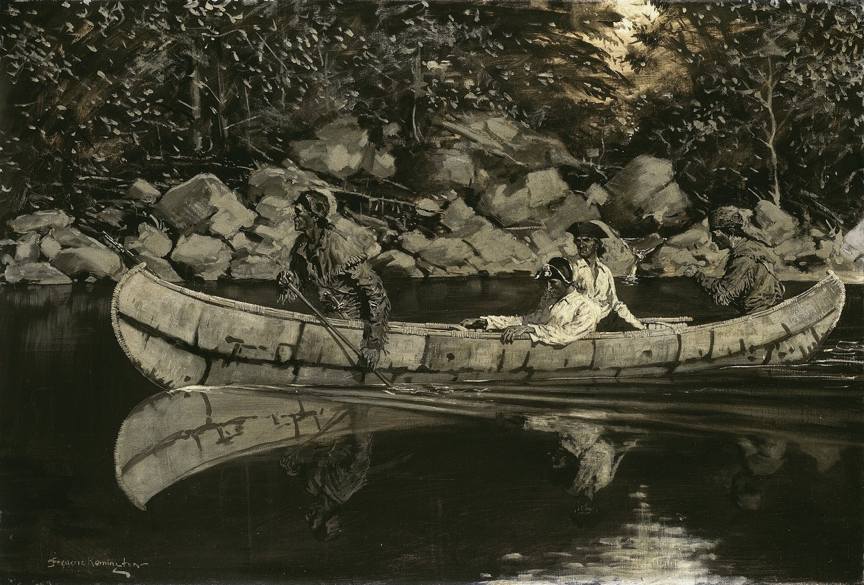 Remando al oficial británico herido, 1897 de Frederic Remington