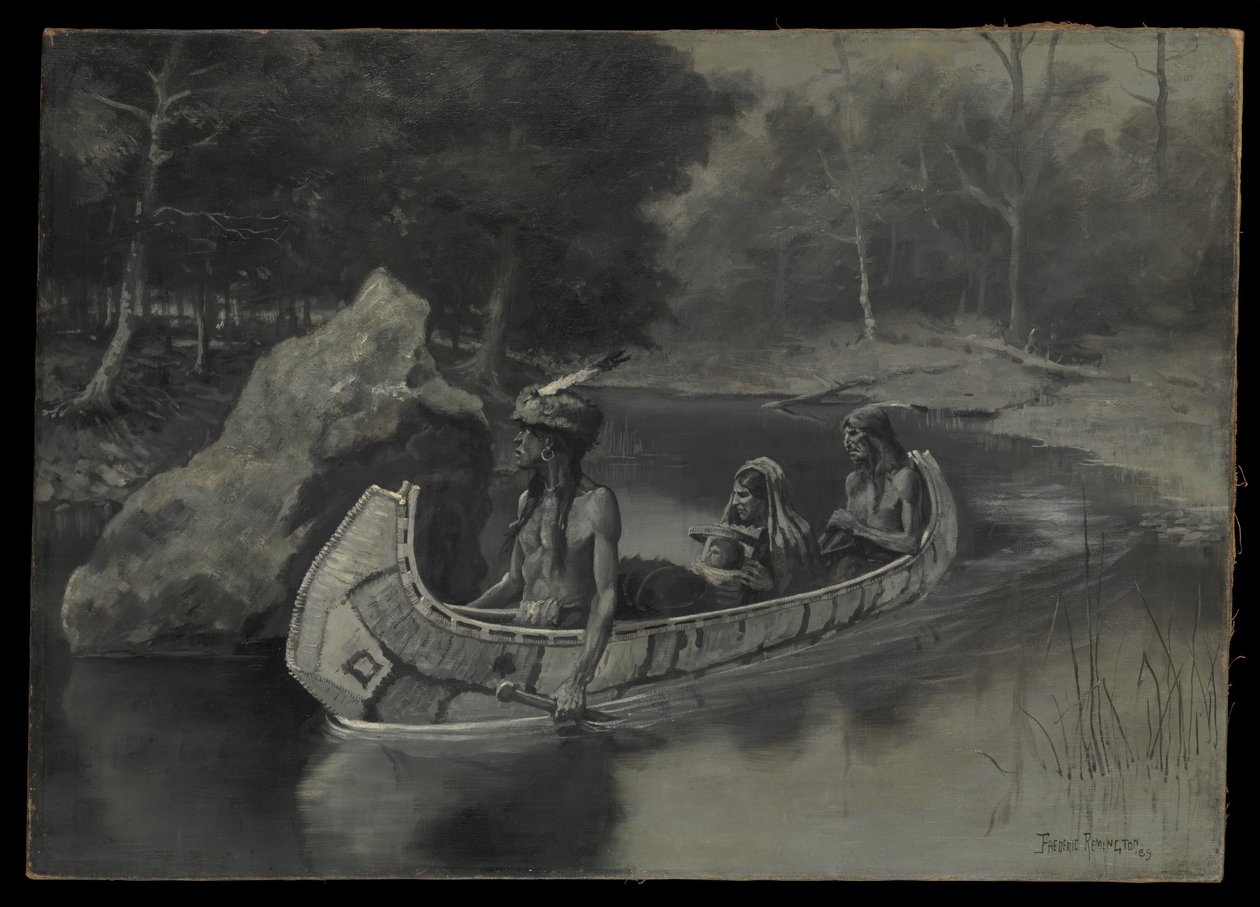 Lo arrojó directamente al río... donde todavía se ve en verano de Frederic Remington