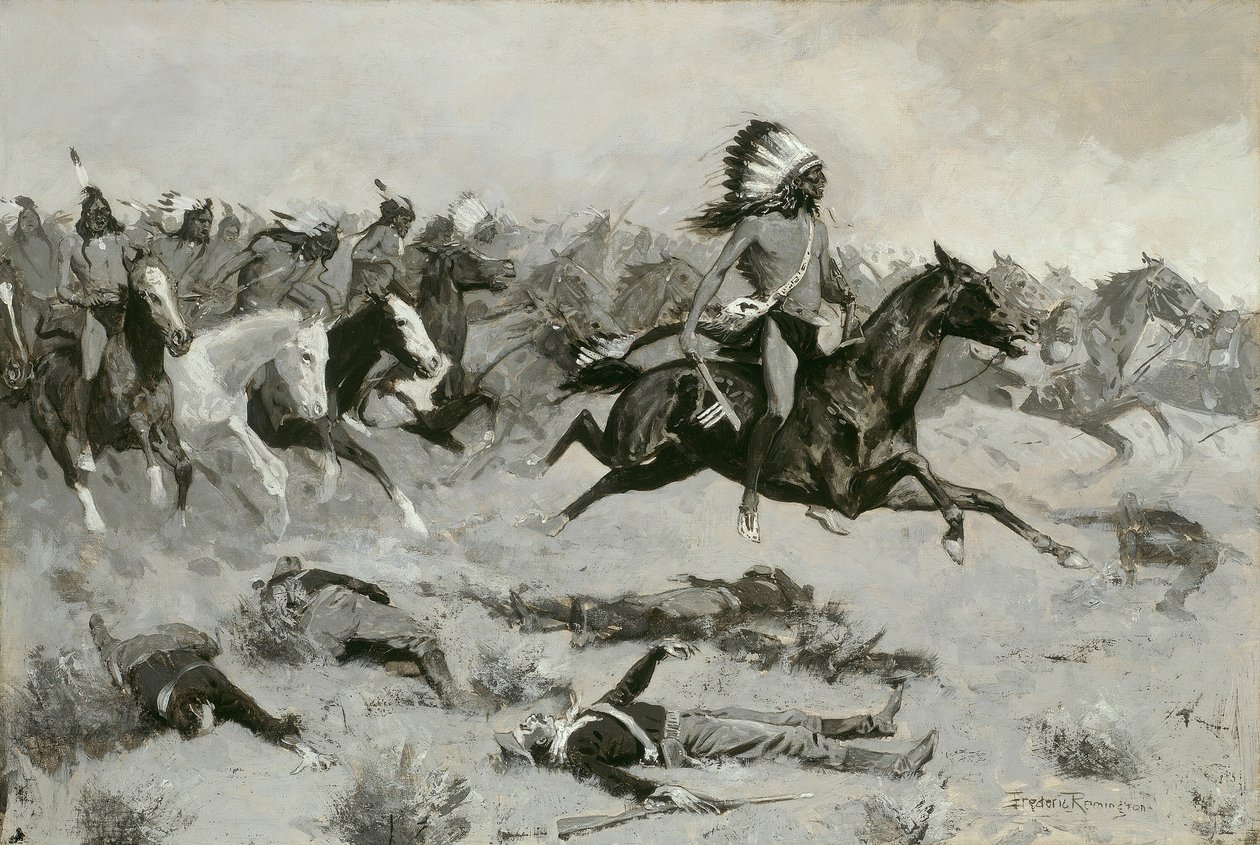Lodges rojas apresuradas pasaron por la línea de Frederic Remington