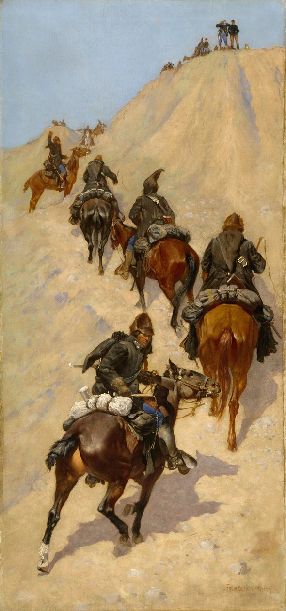 Scouts escalando una montaña de Frederic Remington