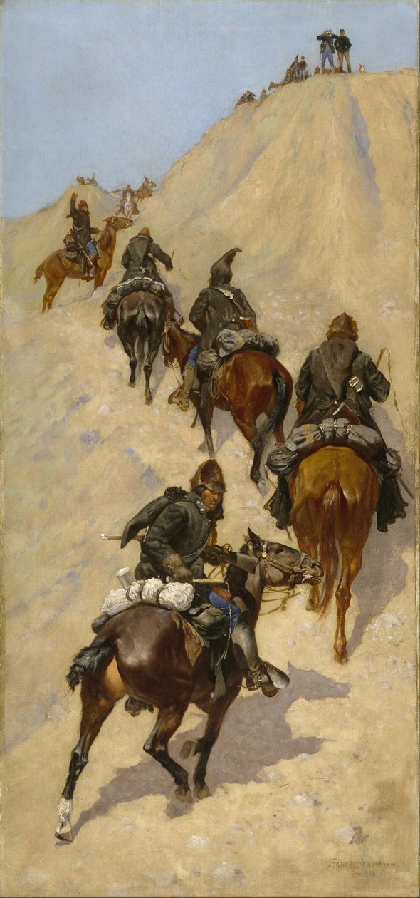 Scouts escalando una montaña de Frederic Remington