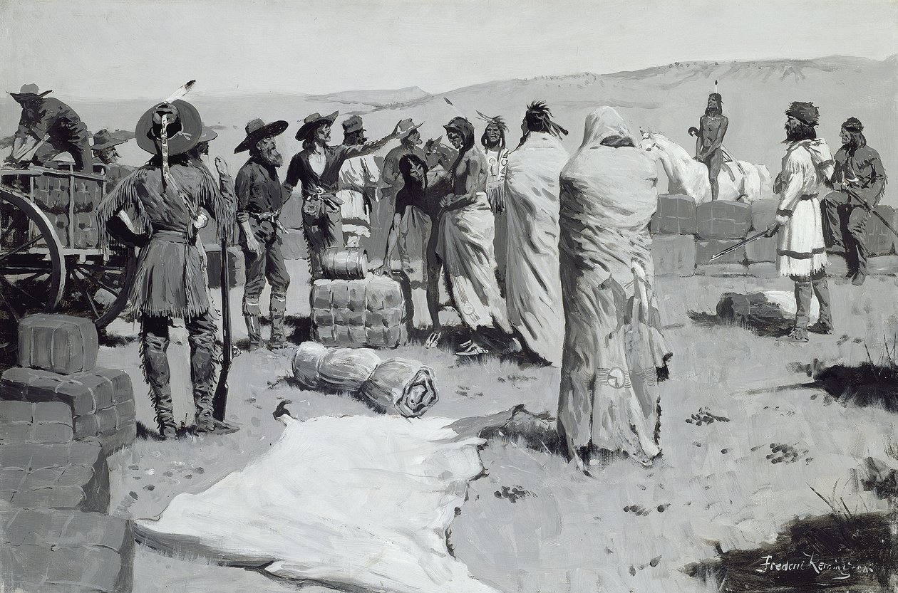 El intérprete saludó al joven, c.1900 de Frederic Remington