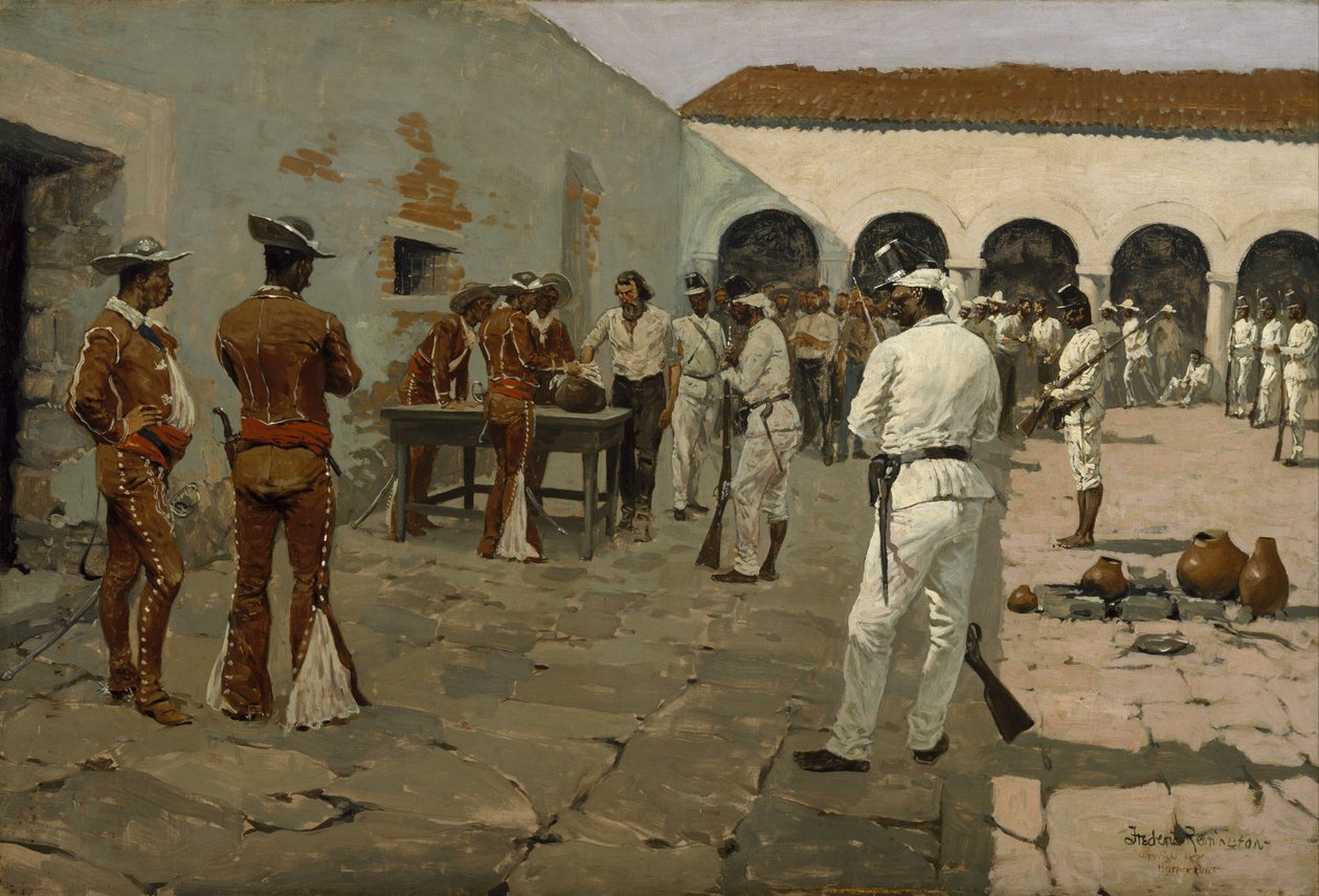 La Expedición Mier:  El dibujo de la judía negra (Los presos dibujan sus judías) de Frederic Remington